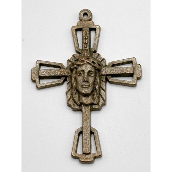 CHRIST‎ HEAD CRUCIFIX PENDANT , Made in Italy, - Picture 1 of 2